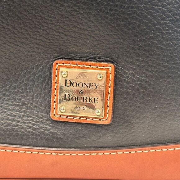 Dooney & Bourke Black and Tan Leather Satchel - Picture 2 of 16